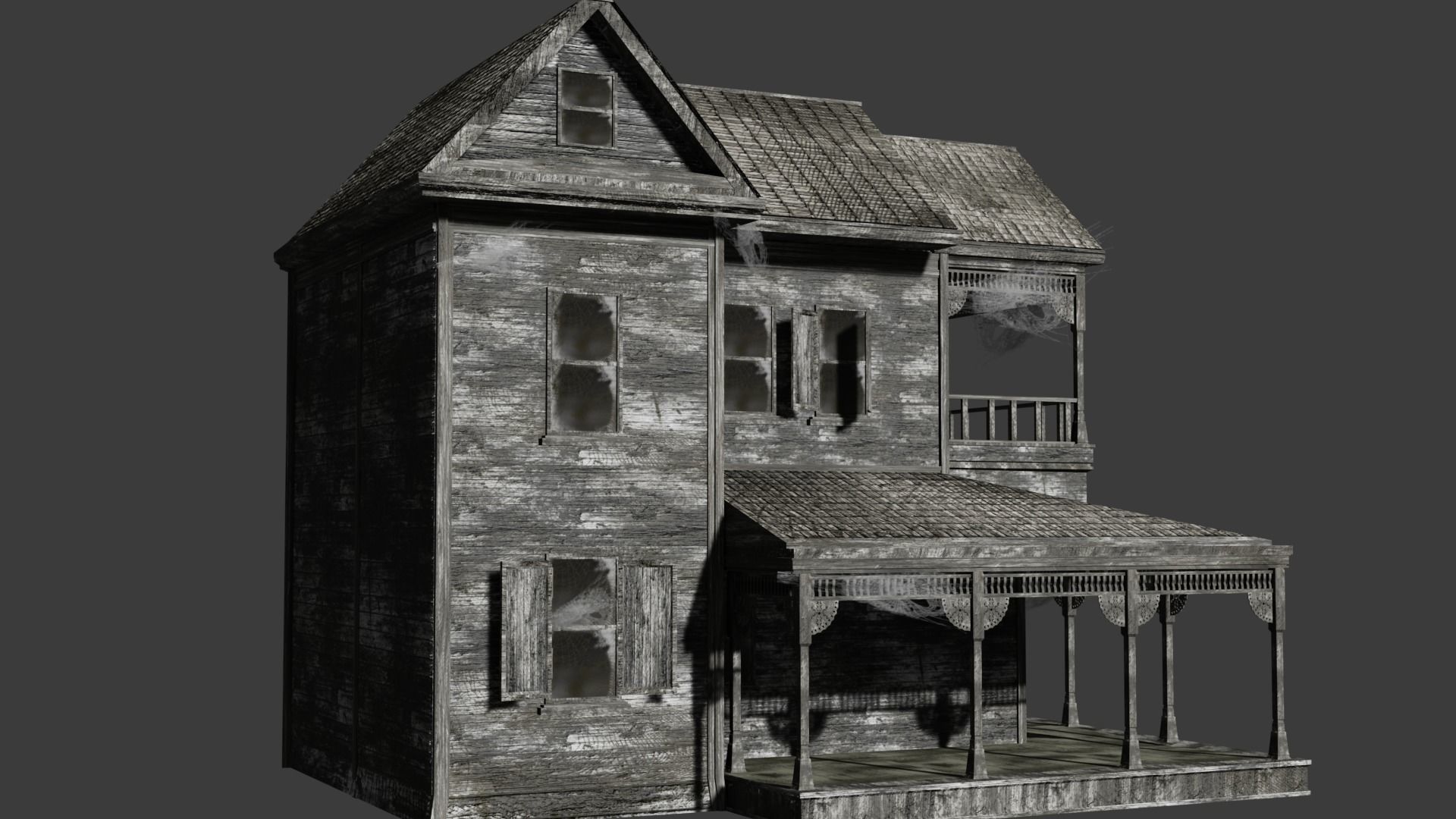 House Abandoned old - realistic low poly Low-poly 3D model_3