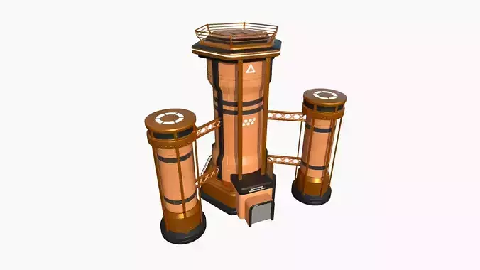SciFi Facility A04 Orange - Sci Fi Exterior Design Low-poly 3D model