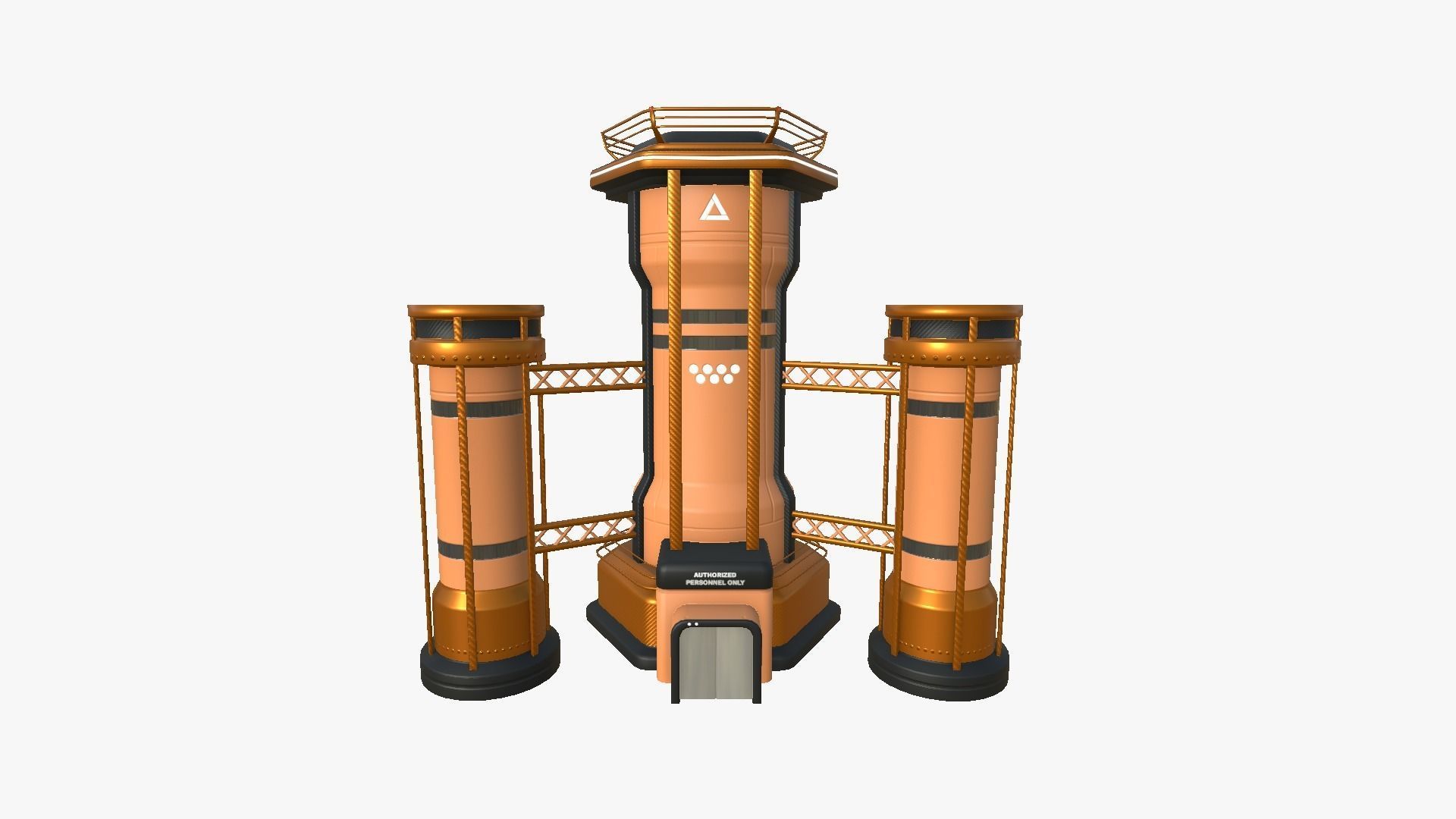 SciFi Facility A04 Orange - Sci Fi Exterior Design Low-poly 3D model_1