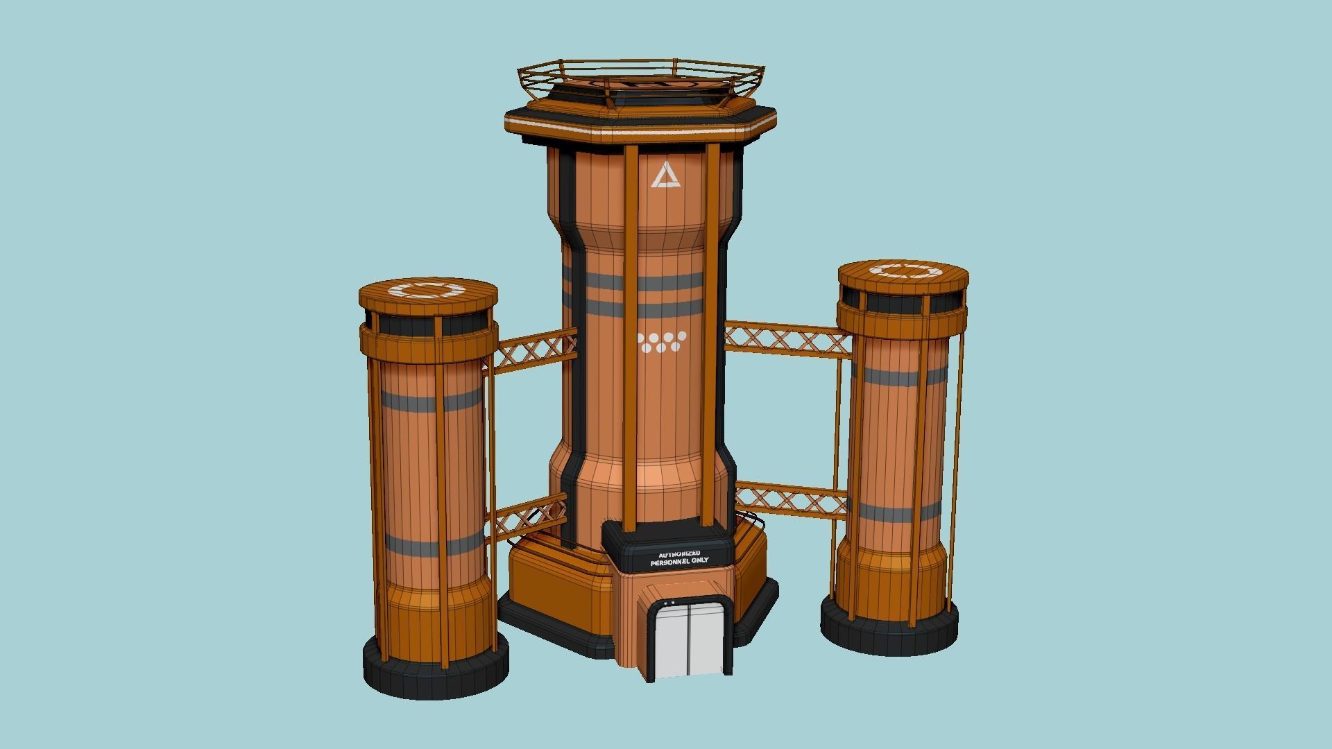 SciFi Facility A04 Orange - Sci Fi Exterior Design Low-poly 3D model_6