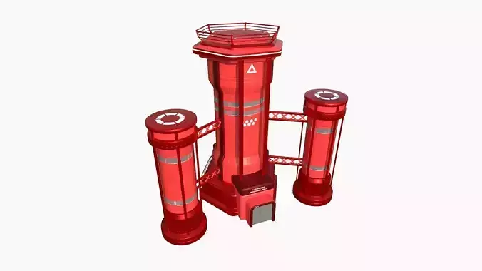 SciFi Facility A05 Red - Sci Fi Exterior Design Low-poly 3D model