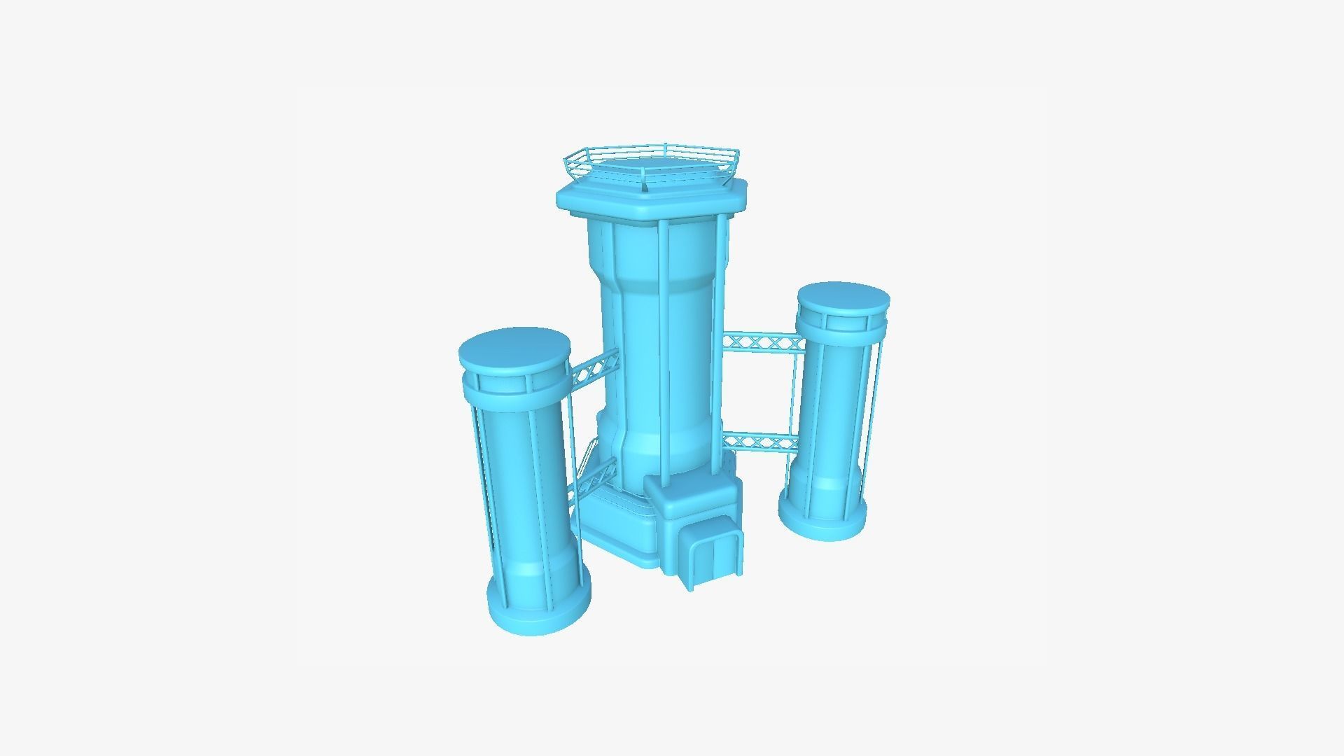 SciFi Facility A05 Red - Sci Fi Exterior Design Low-poly 3D model_7