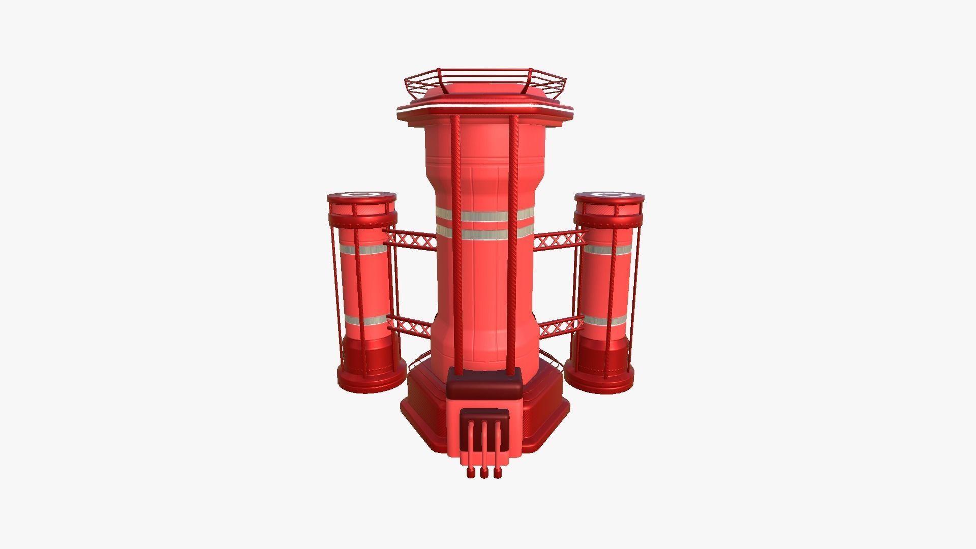 SciFi Facility A05 Red - Sci Fi Exterior Design Low-poly 3D model_2