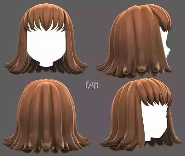 Base Hair for girl V47 Low-poly 3D model