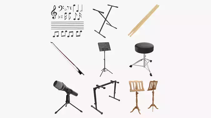 Music accessories 3D Model Collection