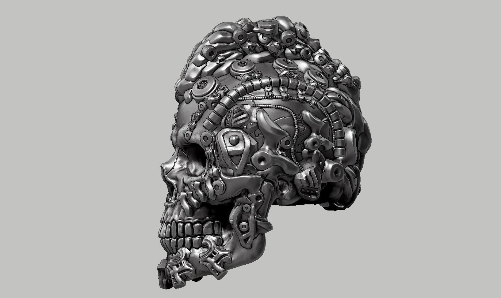 skull robot head a54 3D print model_9