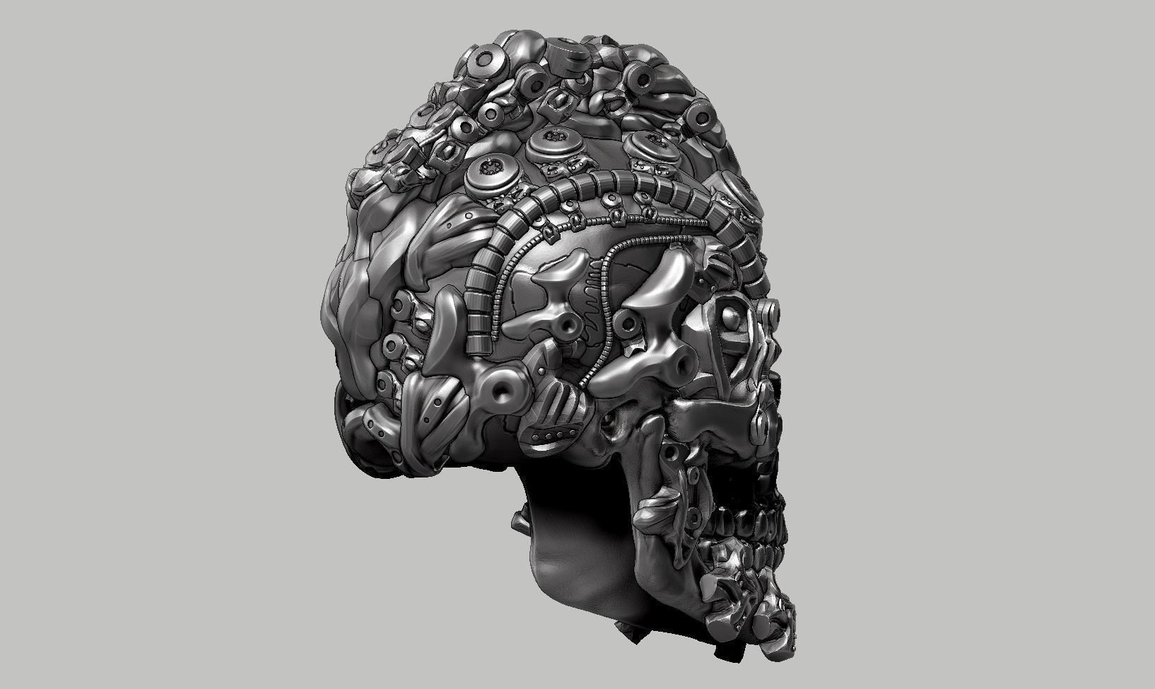 skull robot head a54 3D print model_5