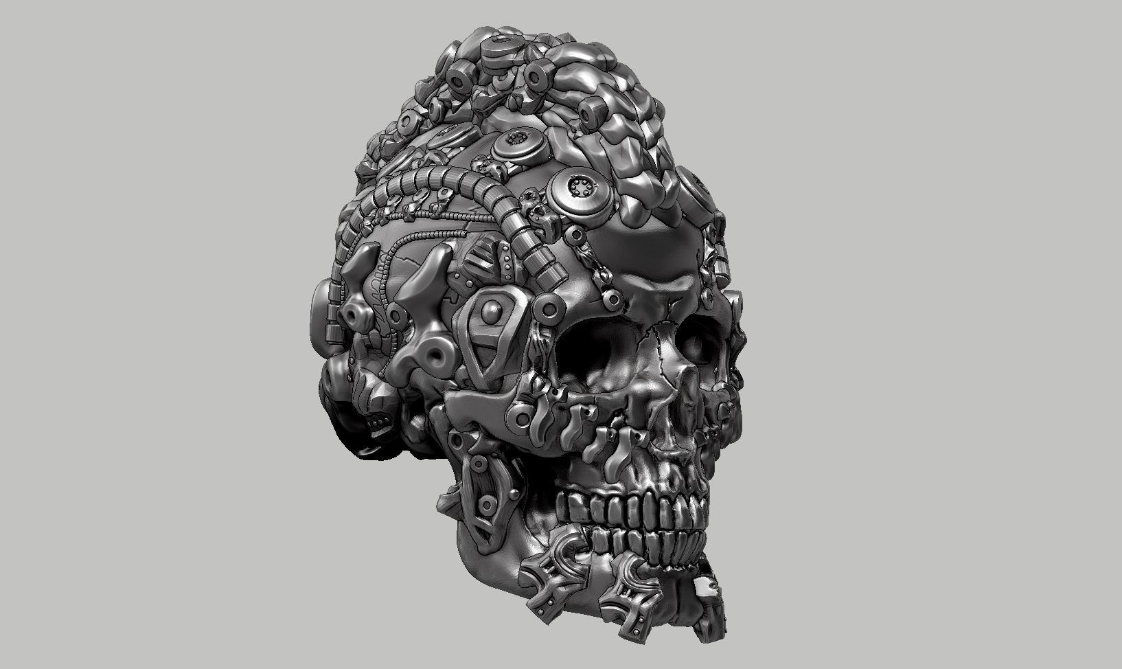 skull robot head a54 3D print model_2