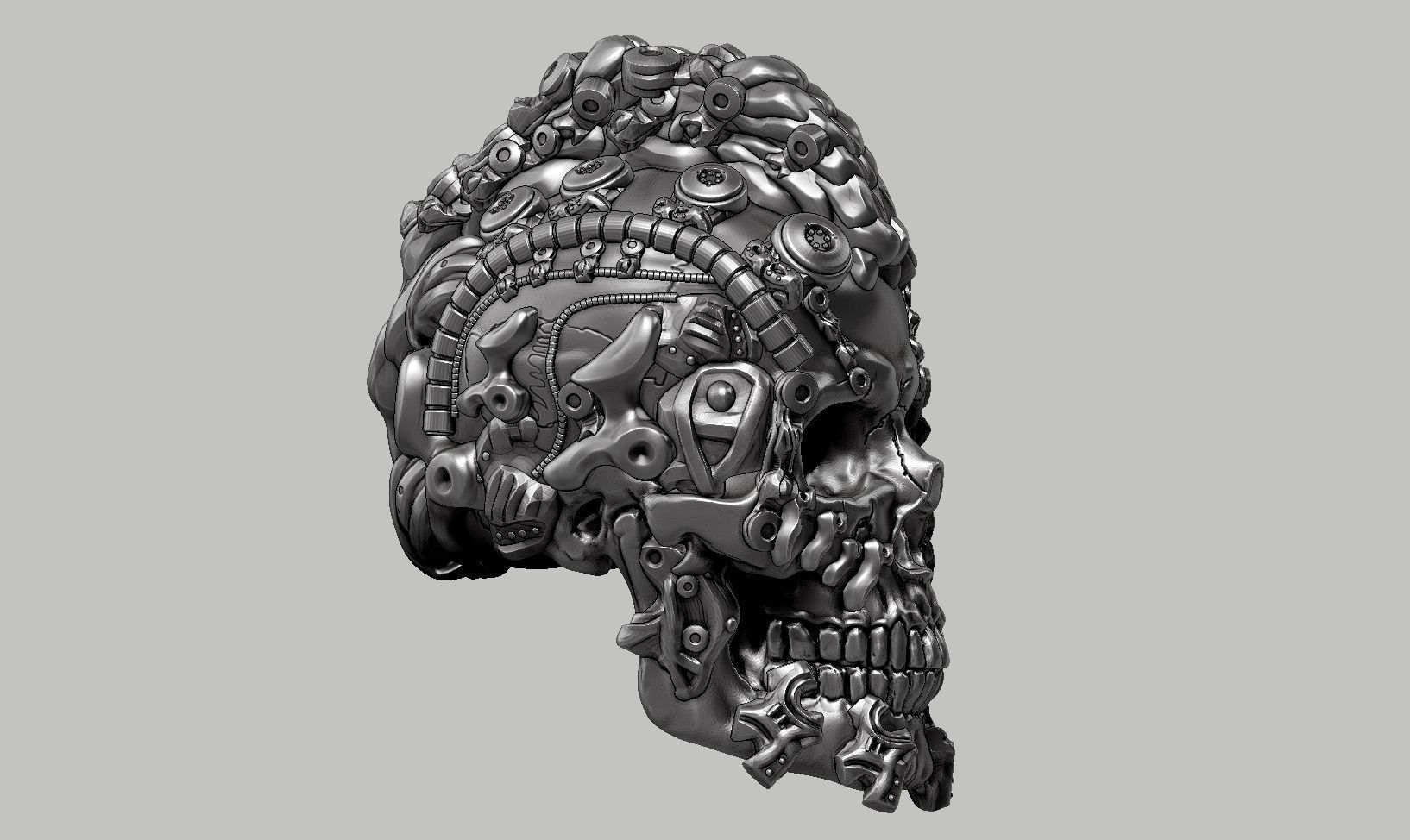 skull robot head a54 3D print model_3
