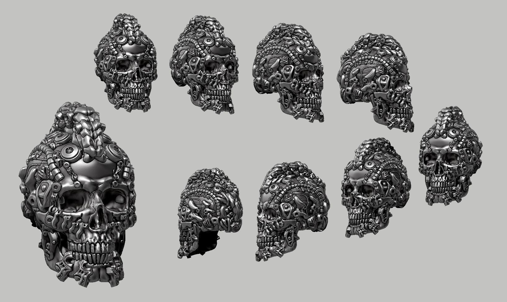 skull robot head a54 3D print model_12