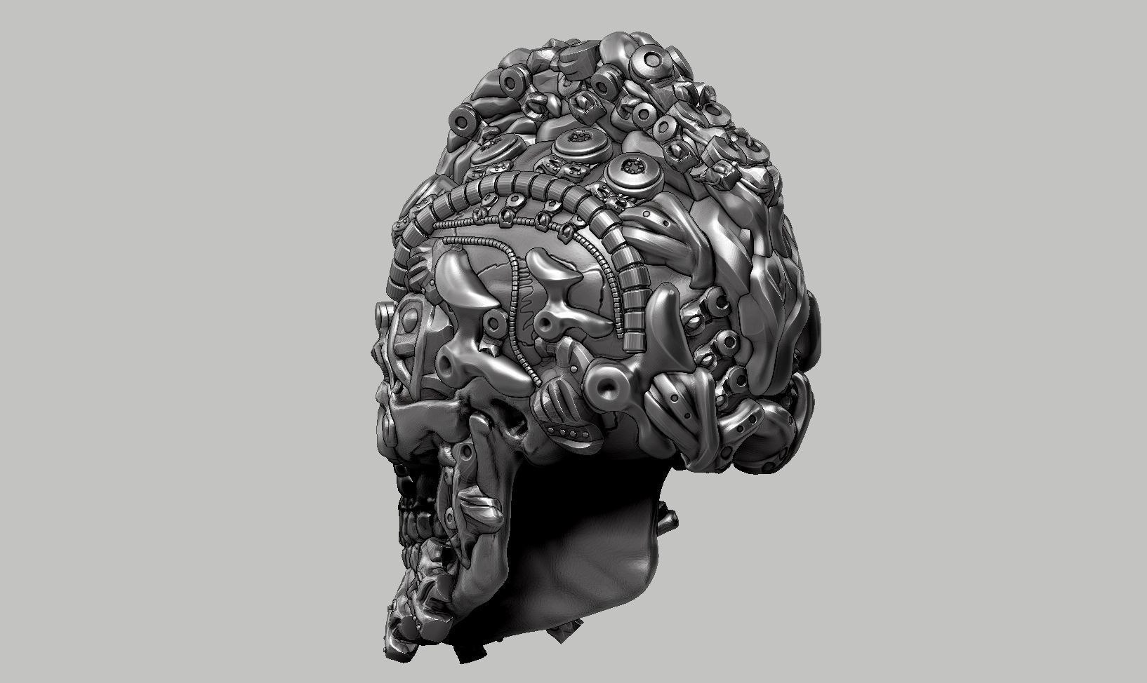 skull robot head a54 3D print model_8