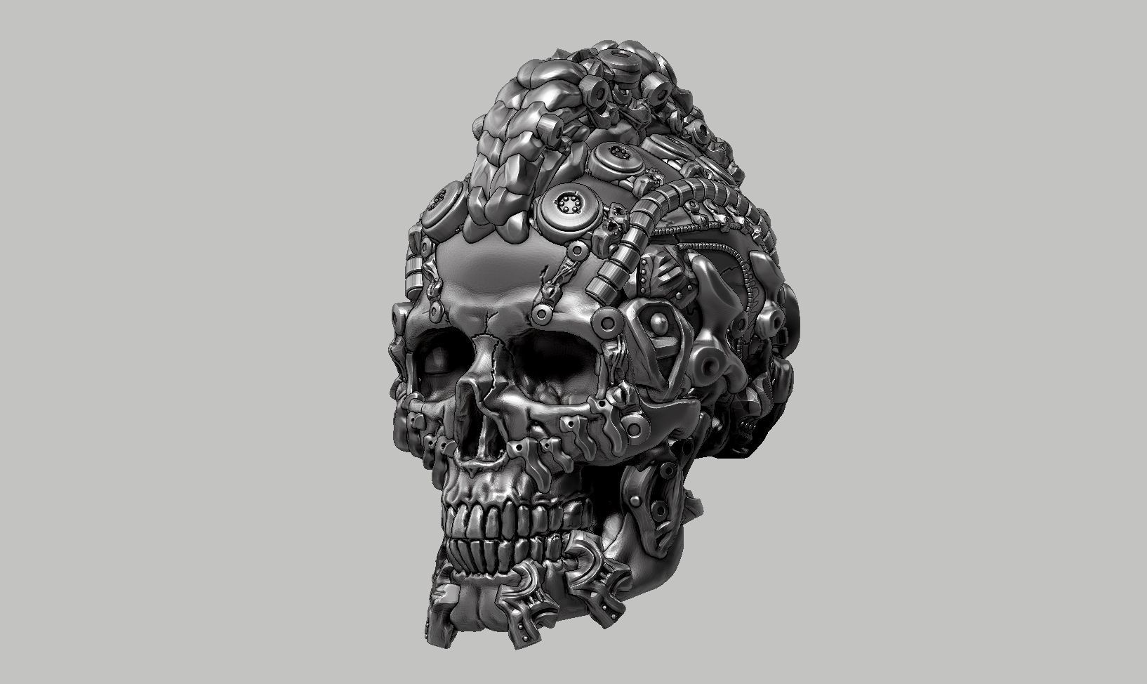 skull robot head a54 3D print model_10