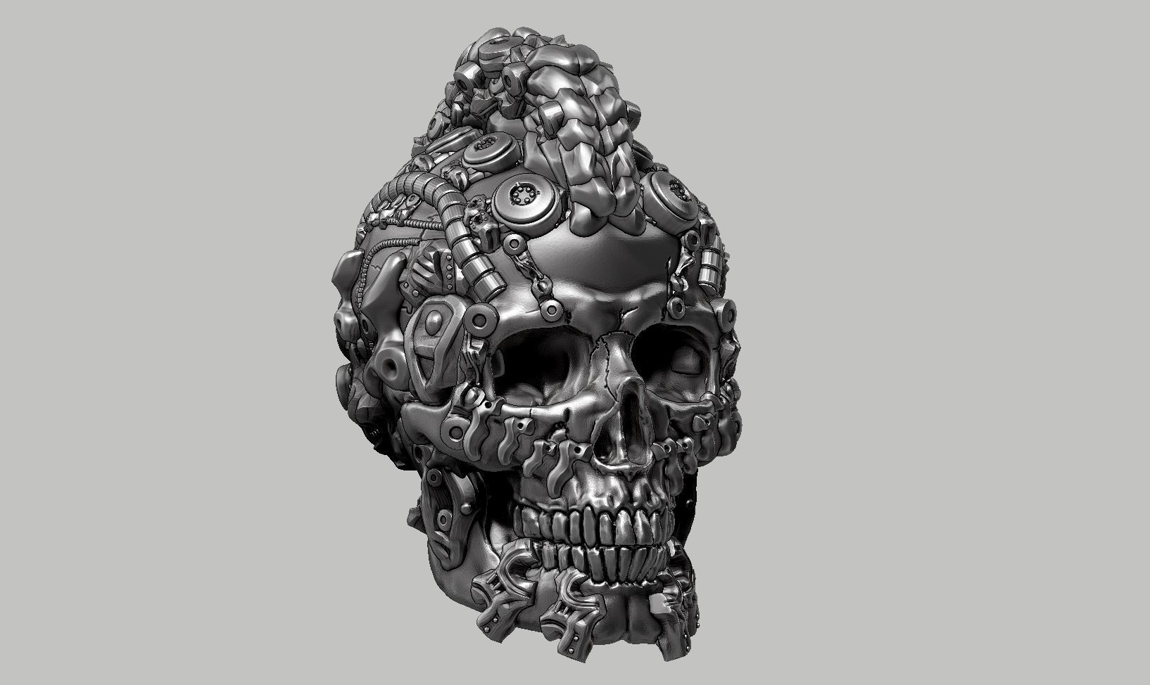 skull robot head a54 3D print model_1