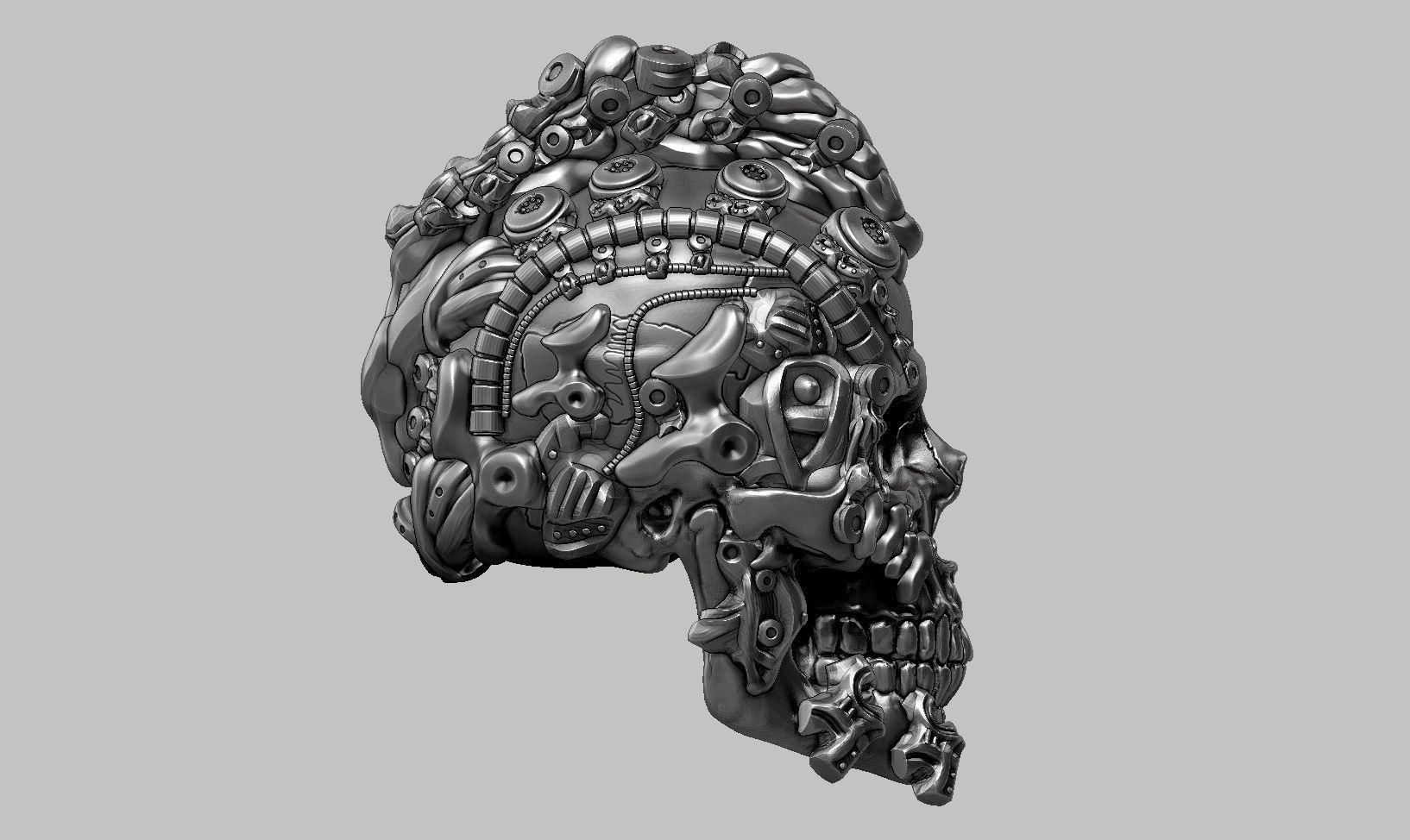 skull robot head a54 3D print model_4