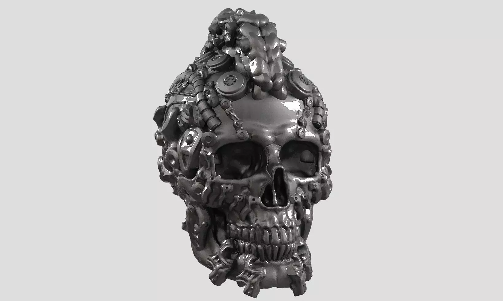 skull robot head a54 3D print model_0