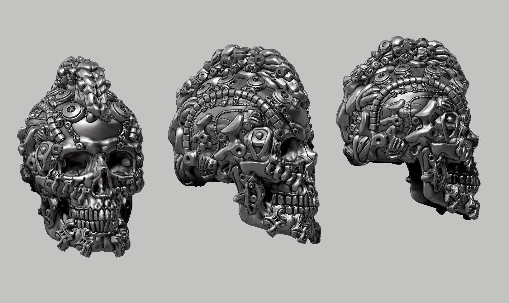 skull robot head a54 3D print model_11