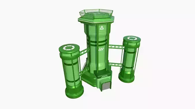 SciFi Facility A06 Green - Sci Fi Exterior Design Low-poly 3D model