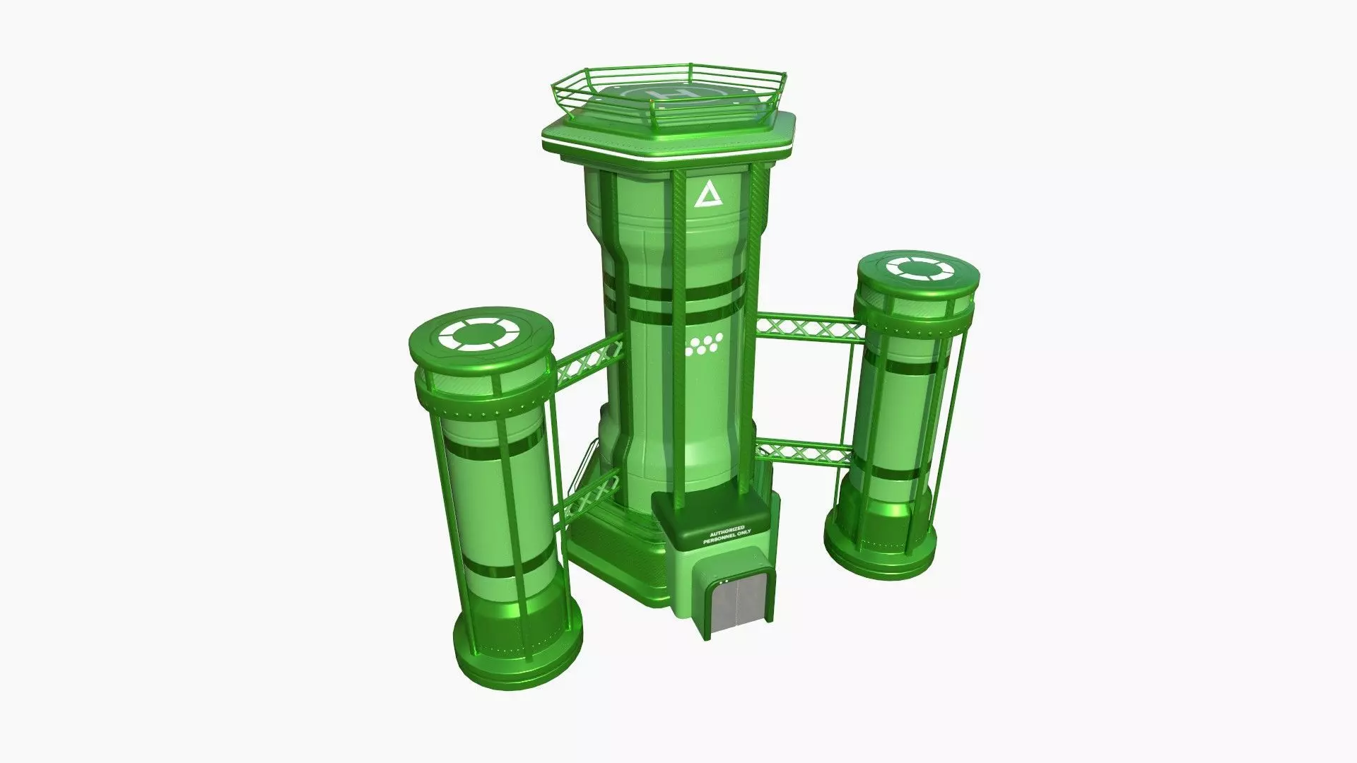 SciFi Facility A06 Green - Sci Fi Exterior Design Low-poly 3D model_0