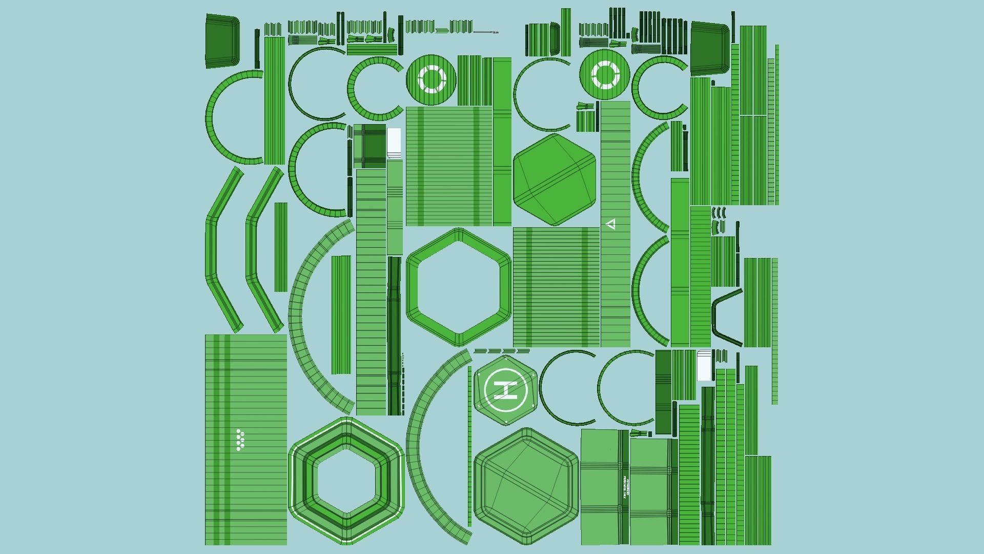 SciFi Facility A06 Green - Sci Fi Exterior Design Low-poly 3D model_5