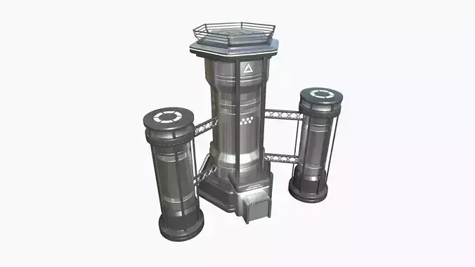 SciFi Facility A08 Metallic - Sci Fi Exterior Design Low-poly 3D model