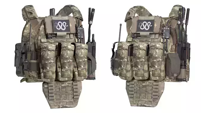 MILITARY TBAS V5 Plate Carrier Vest Low-poly 3D model