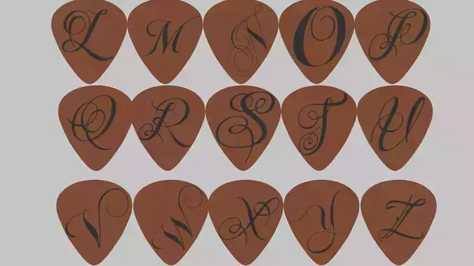 guitar picks 3d print ready all letters 