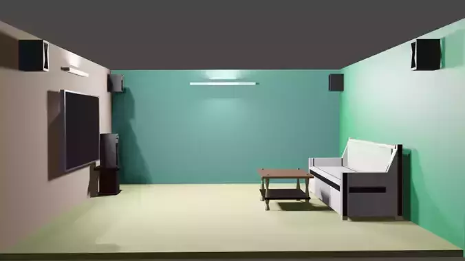 living hall low poly game ready model