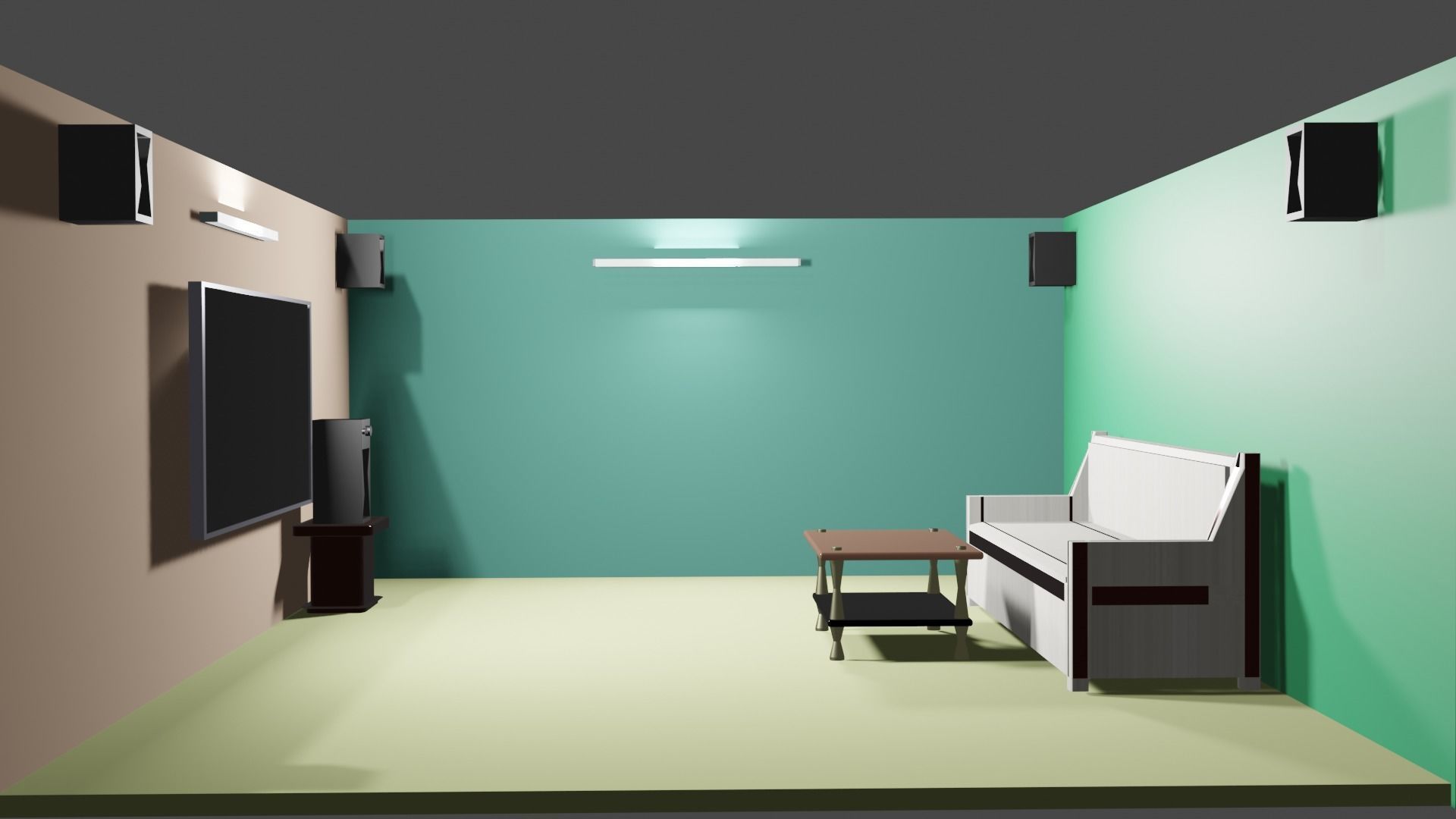 3D model living hall low poly game ready model VR / AR / low-poly ...