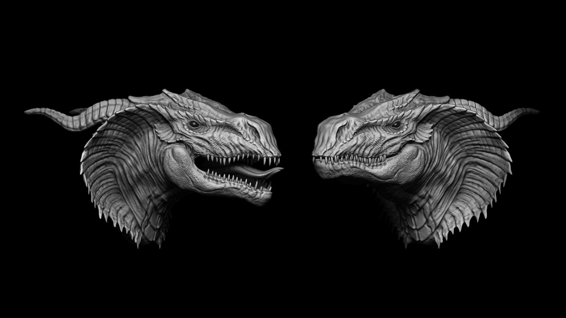 20 Dragon Head IMM Brush and OBJ 3D model_11