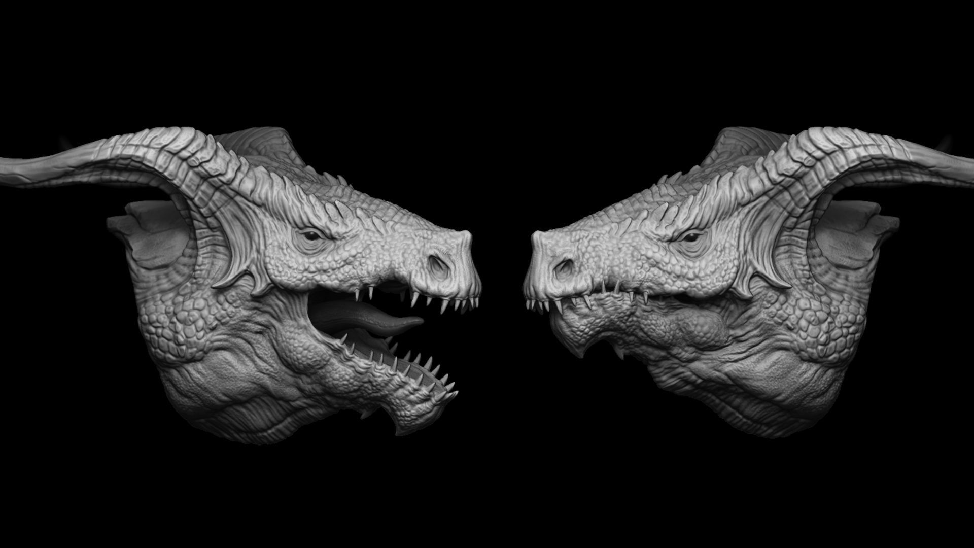 20 Dragon Head IMM Brush and OBJ 3D model_19