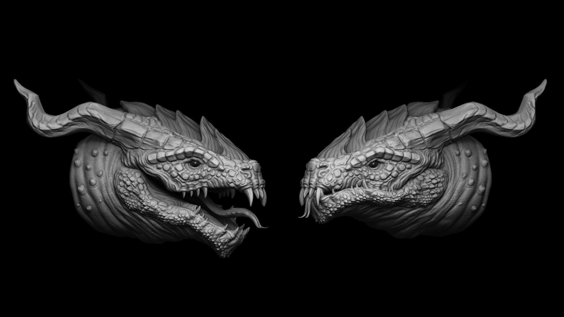 20 Dragon Head IMM Brush and OBJ 3D model_16