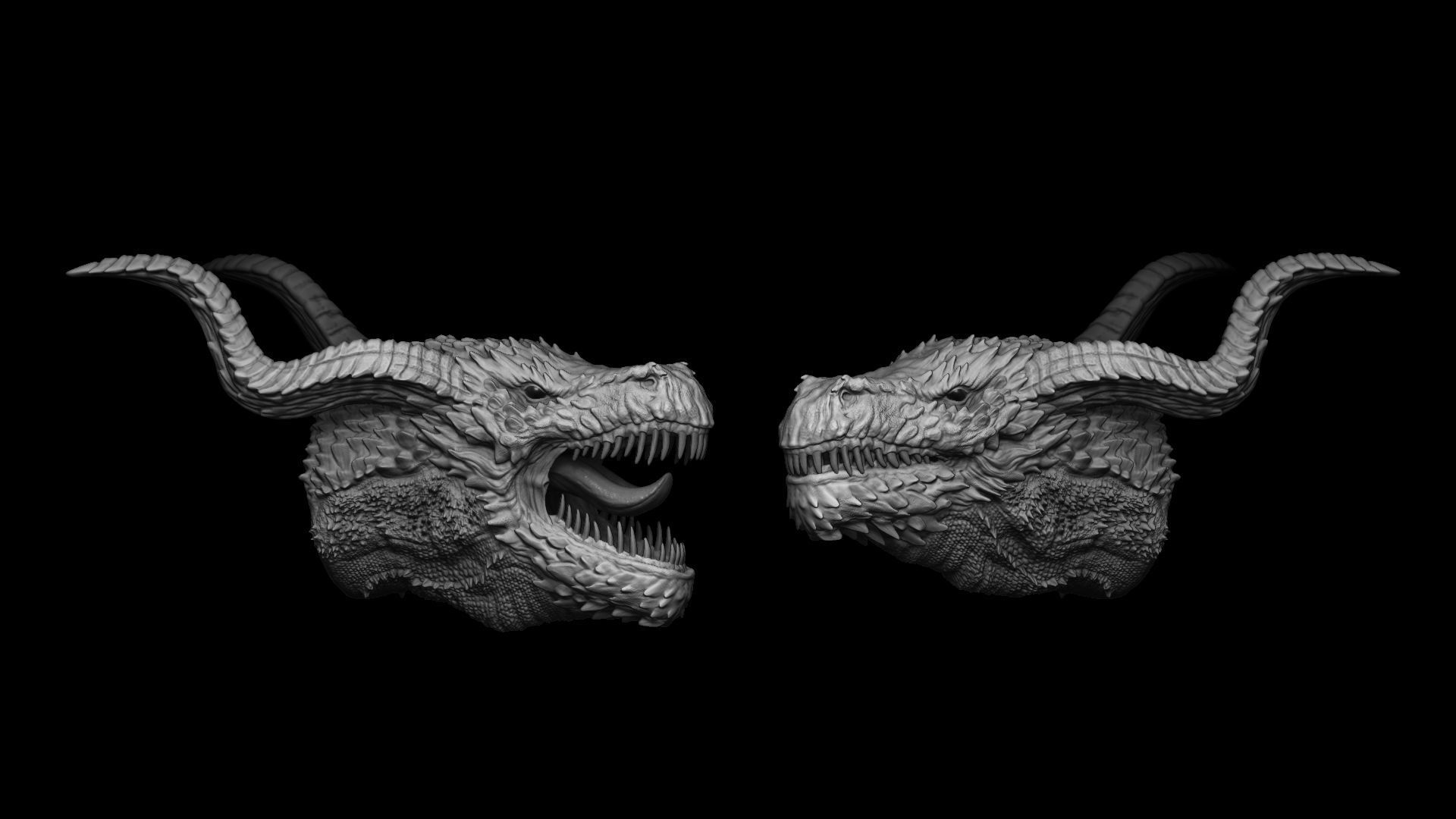 20 Dragon Head IMM Brush and OBJ 3D model_12