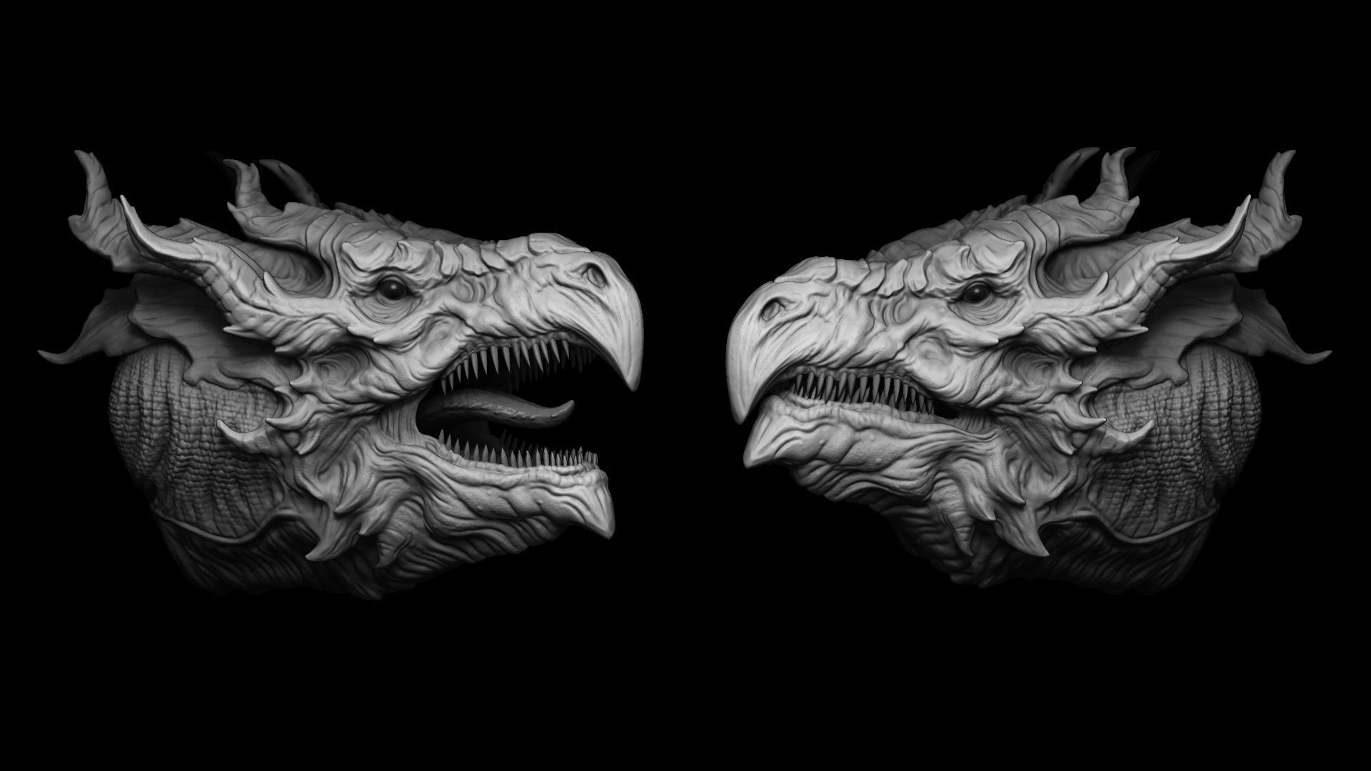 20 Dragon Head IMM Brush and OBJ 3D model_20