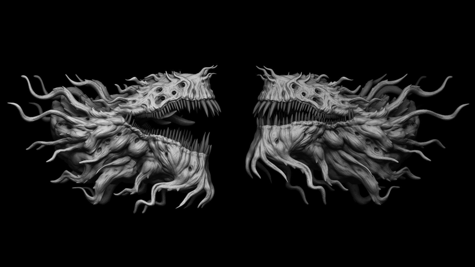 20 Dragon Head IMM Brush and OBJ 3D model_8