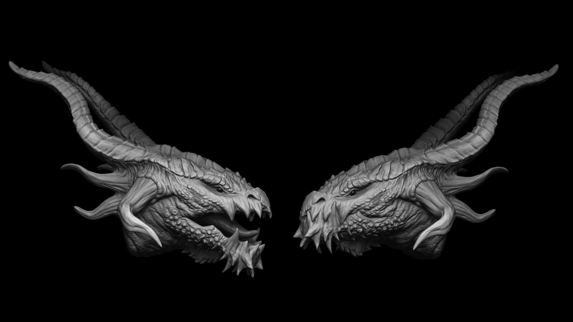 20 Dragon Head IMM Brush and OBJ 3D model_14
