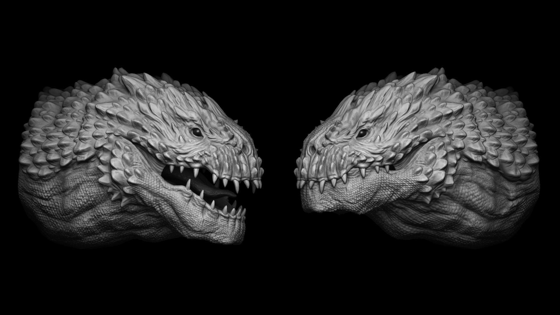 20 Dragon Head IMM Brush and OBJ 3D model_10