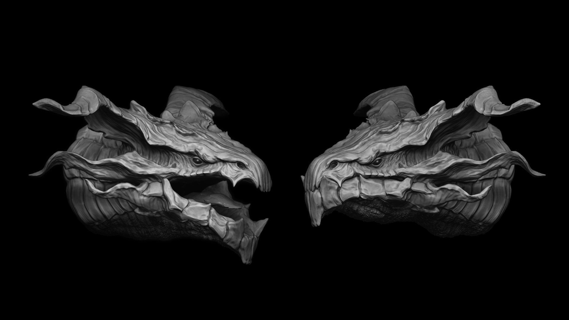 20 Dragon Head IMM Brush and OBJ 3D model_9