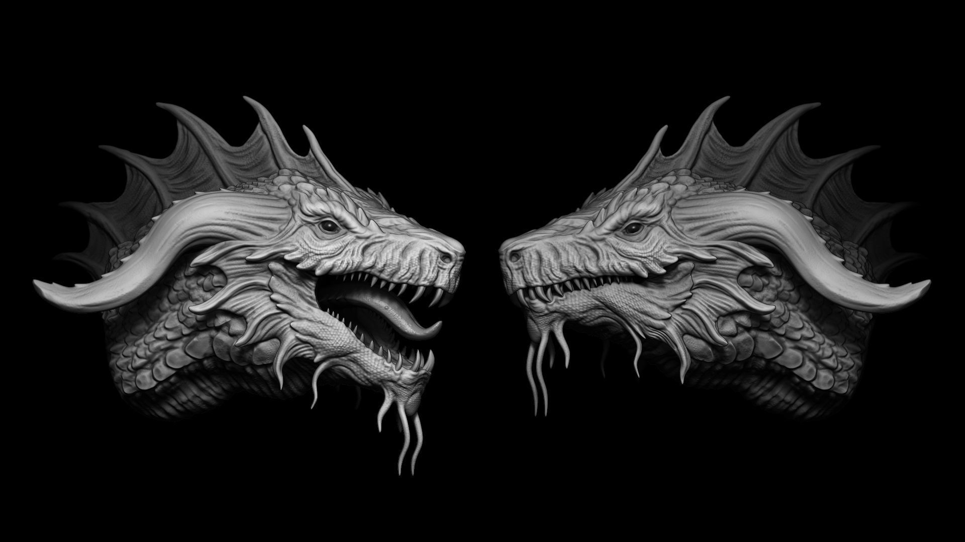 20 Dragon Head IMM Brush and OBJ 3D model_21