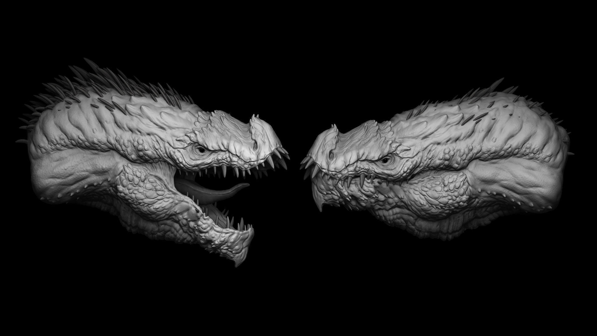 20 Dragon Head IMM Brush and OBJ 3D model_3