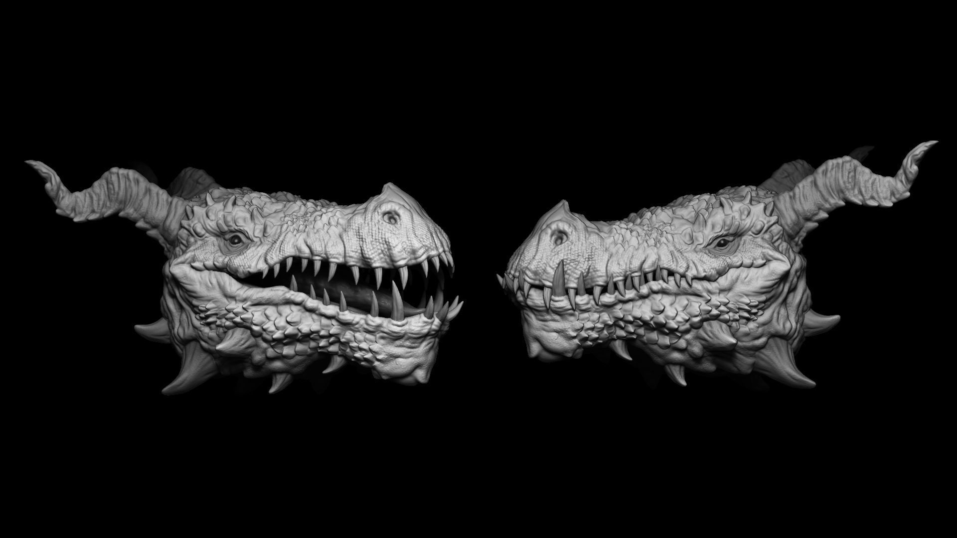 20 Dragon Head IMM Brush and OBJ 3D model_17