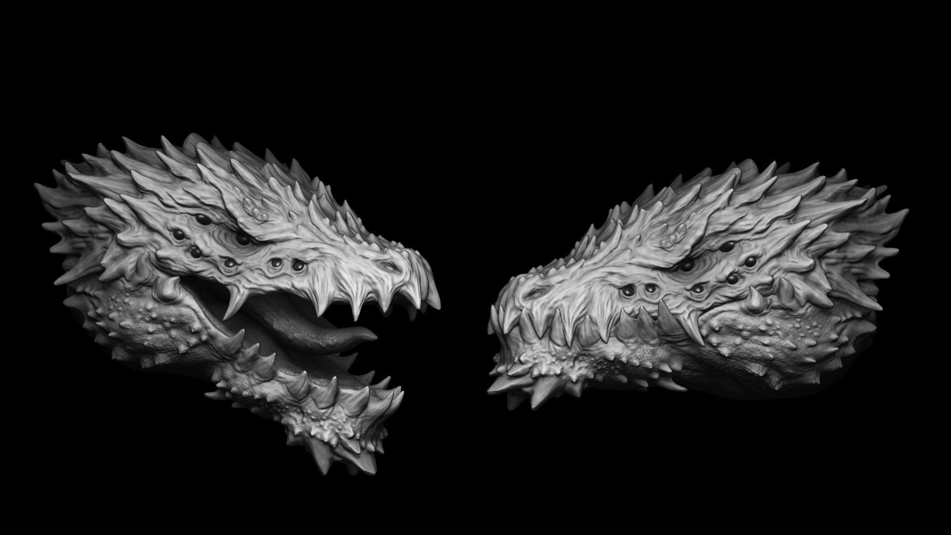 20 Dragon Head IMM Brush and OBJ 3D model_15