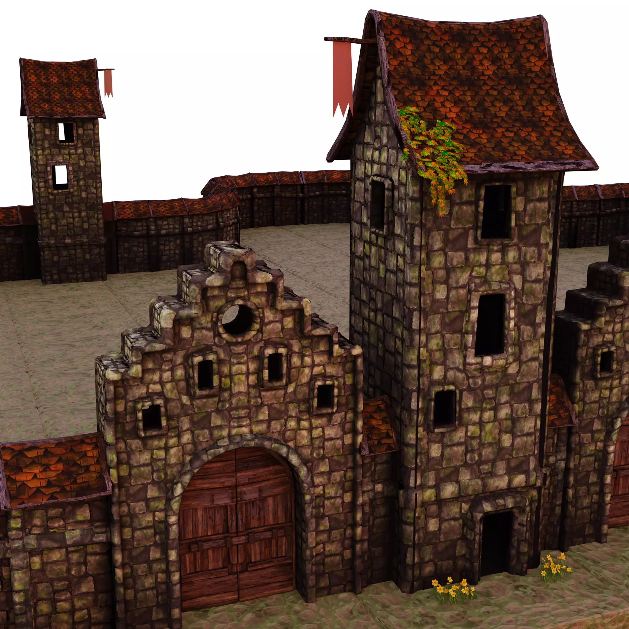 Medieval Stronghold Low-poly 3D model Free low-poly 3D model
