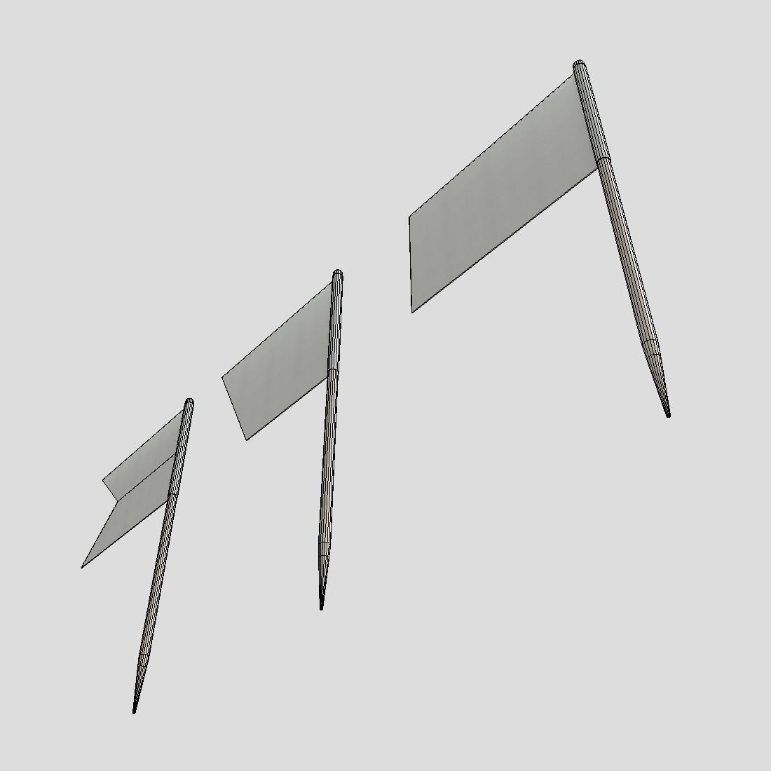 Tooth Pick Flags Low-poly 3D model_10