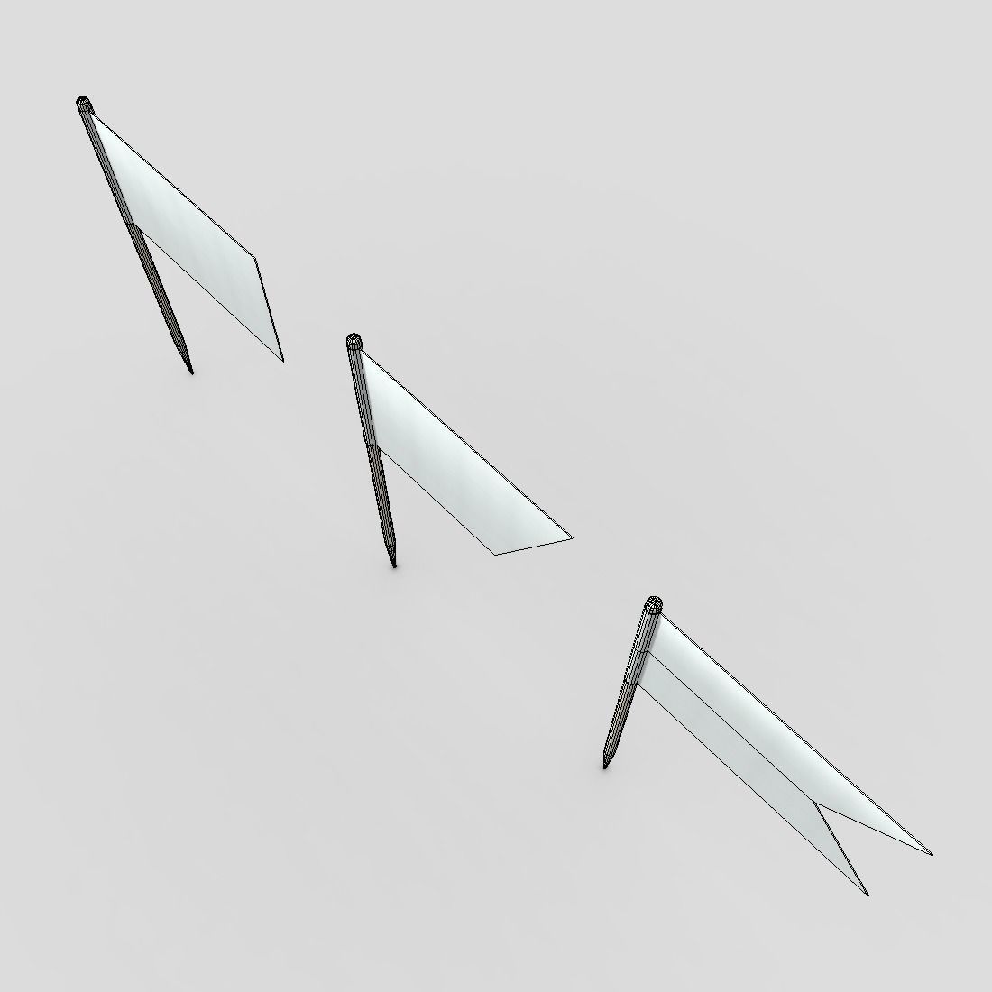 Tooth Pick Flags Low-poly 3D model_8