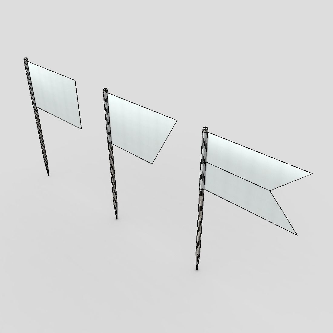 Tooth Pick Flags Low-poly 3D model_6