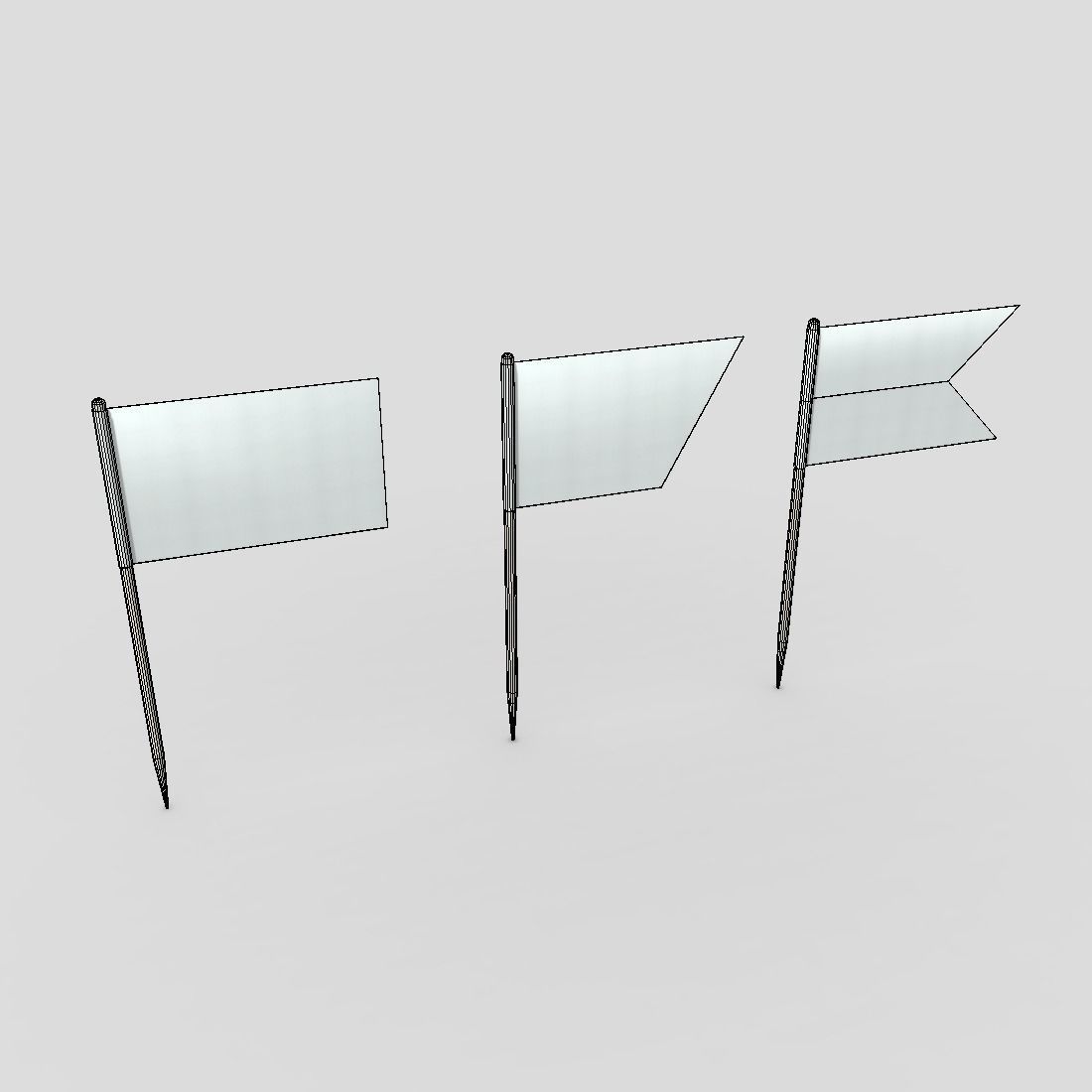 Tooth Pick Flags Low-poly 3D model_2