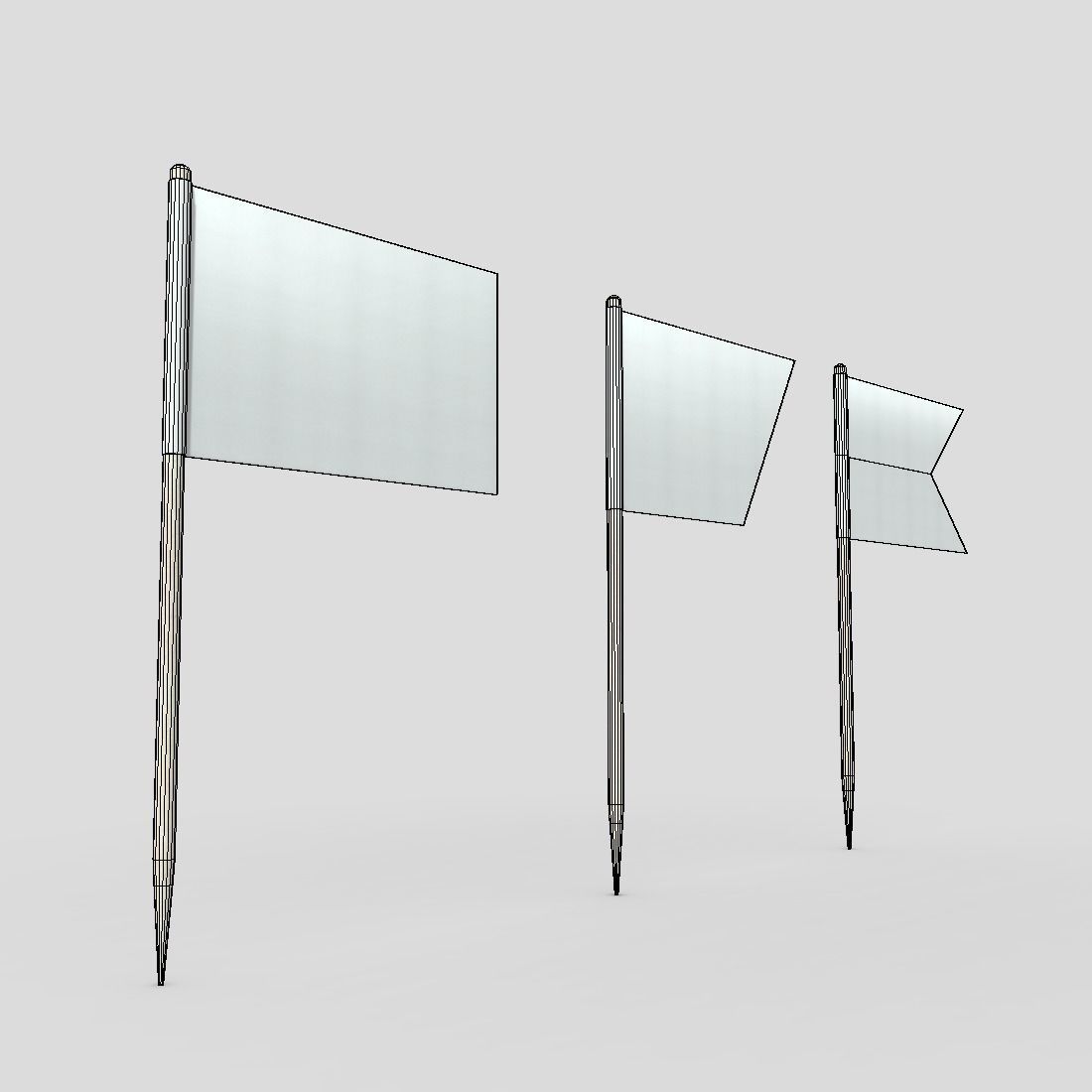 Tooth Pick Flags Low-poly 3D model_12