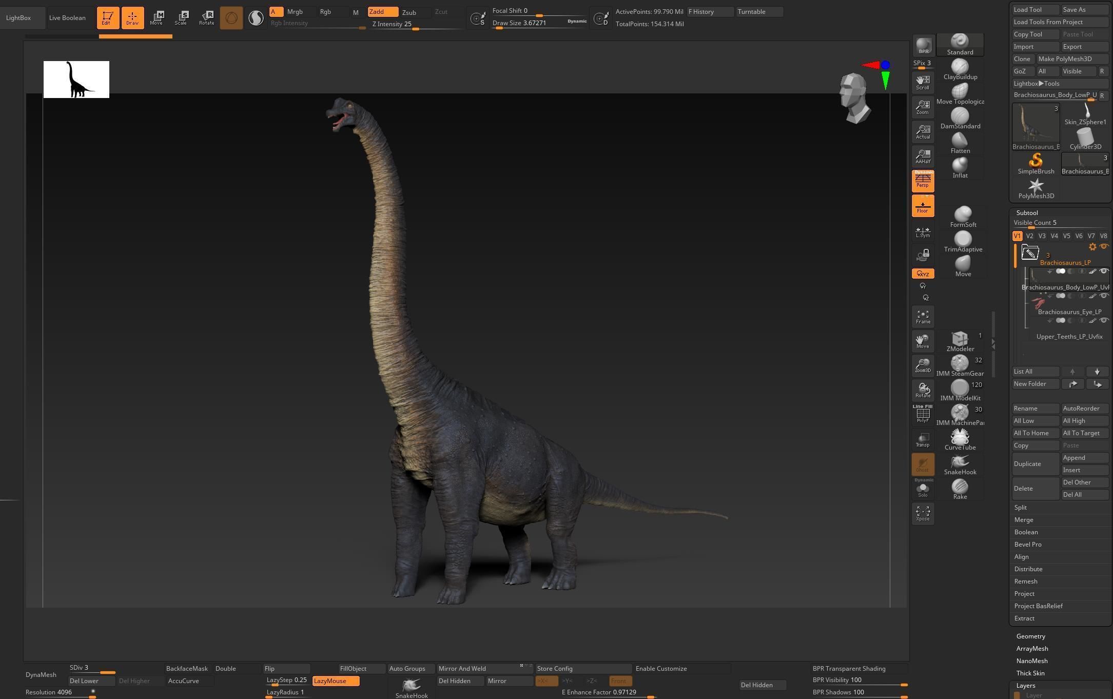 Dinosaur Brachiosaurus Sculpt Project 3D model_19