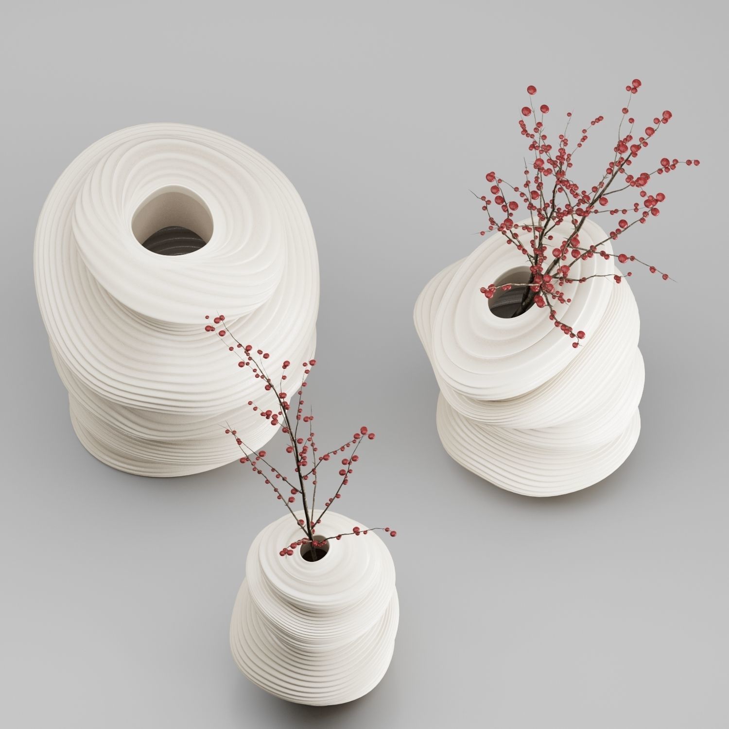 Vase Set 03-Deformed Ceramic Vase 3D model_2