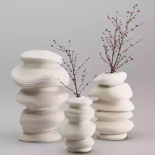 Vase Set 03-Deformed Ceramic Vase